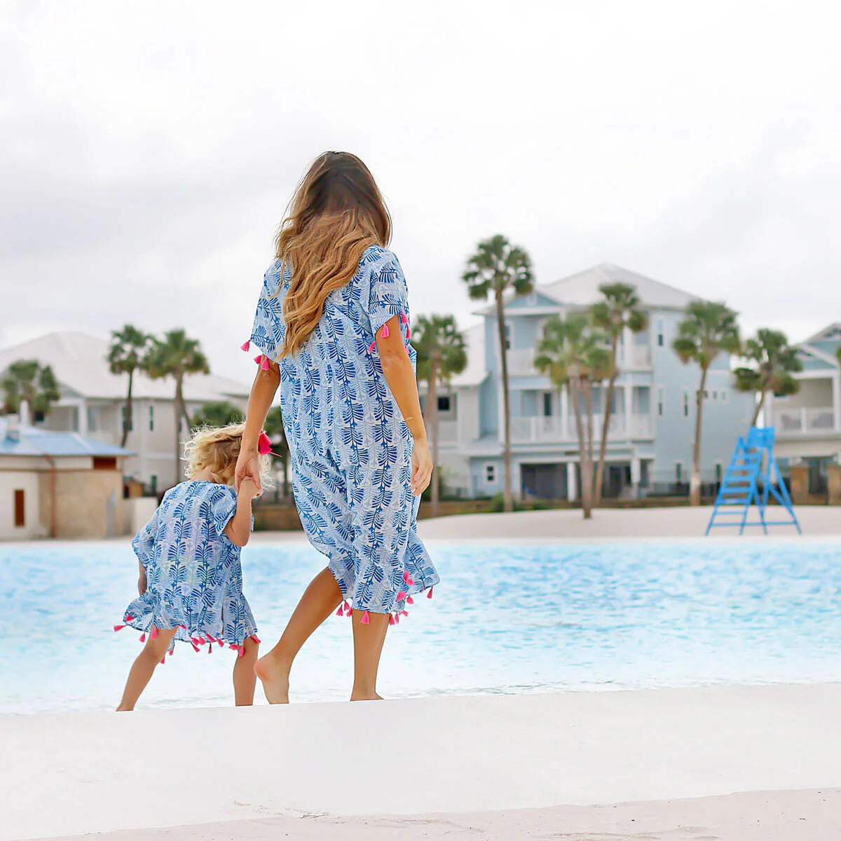 Blue Leaf Print Swim Cover Up - Image 6