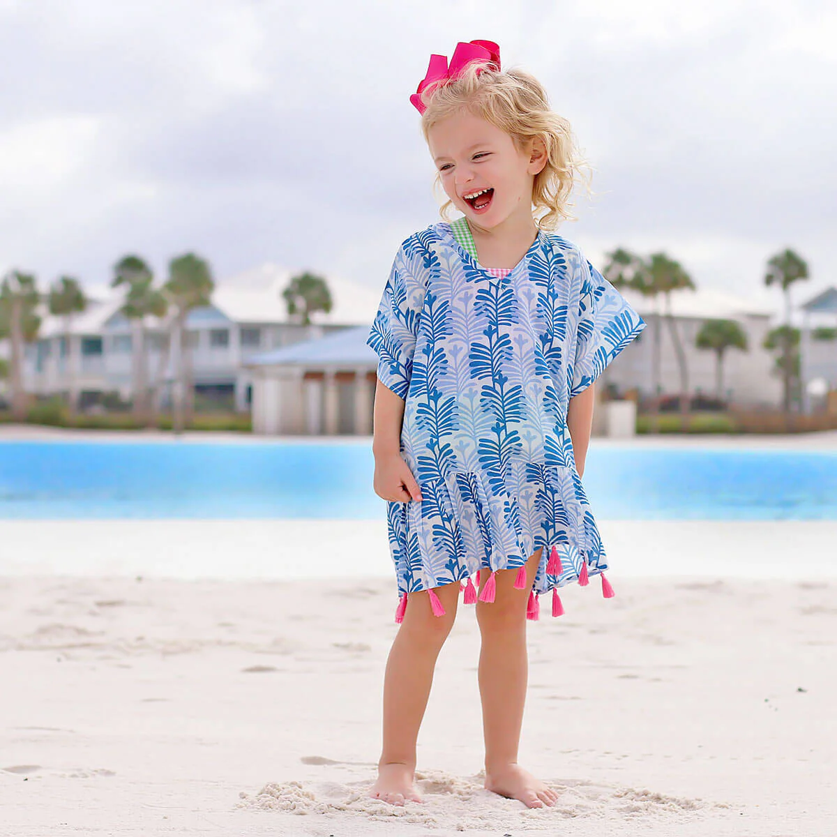 Blue Leaf Print Swim Cover Up - Image 7
