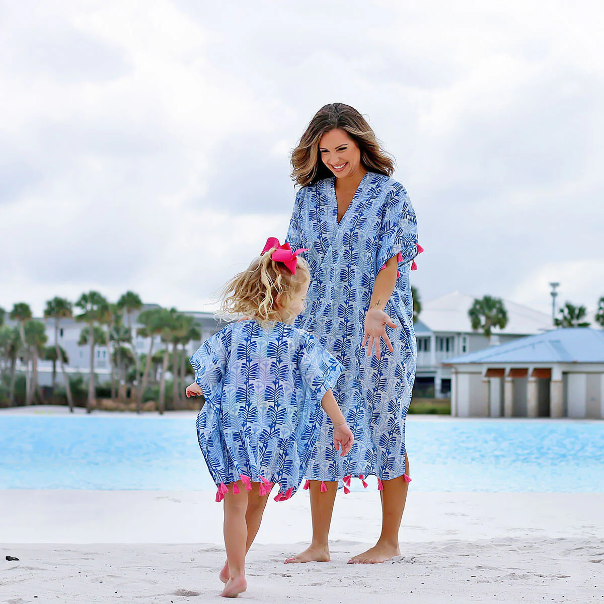 Blue Leaf Print Swim Cover Up - Image 8