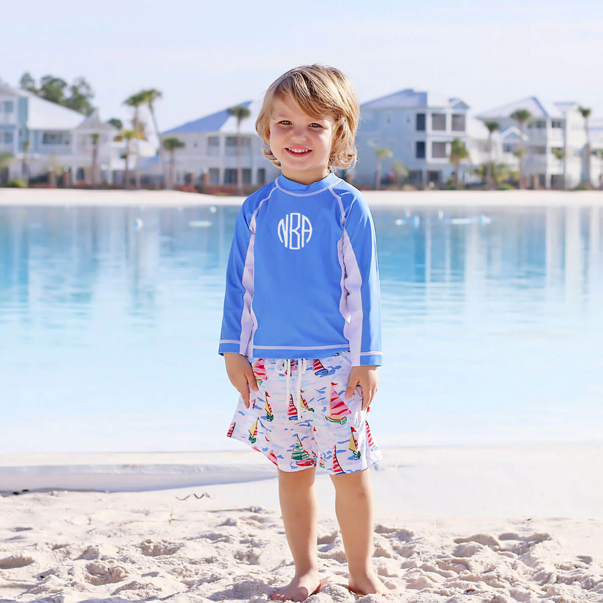 Watercolor Blue Rash Guard - Image 8