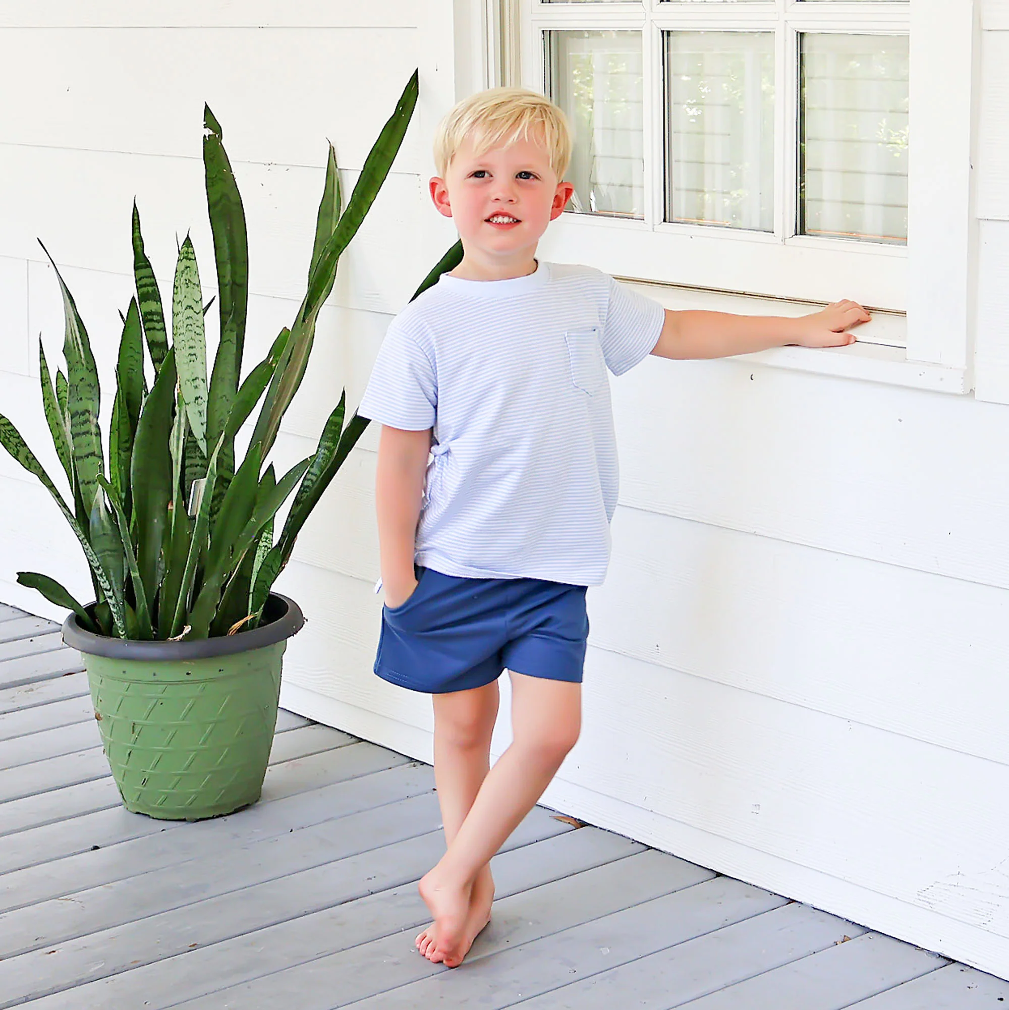 Dark Blue French Terry Shorts - Image 2