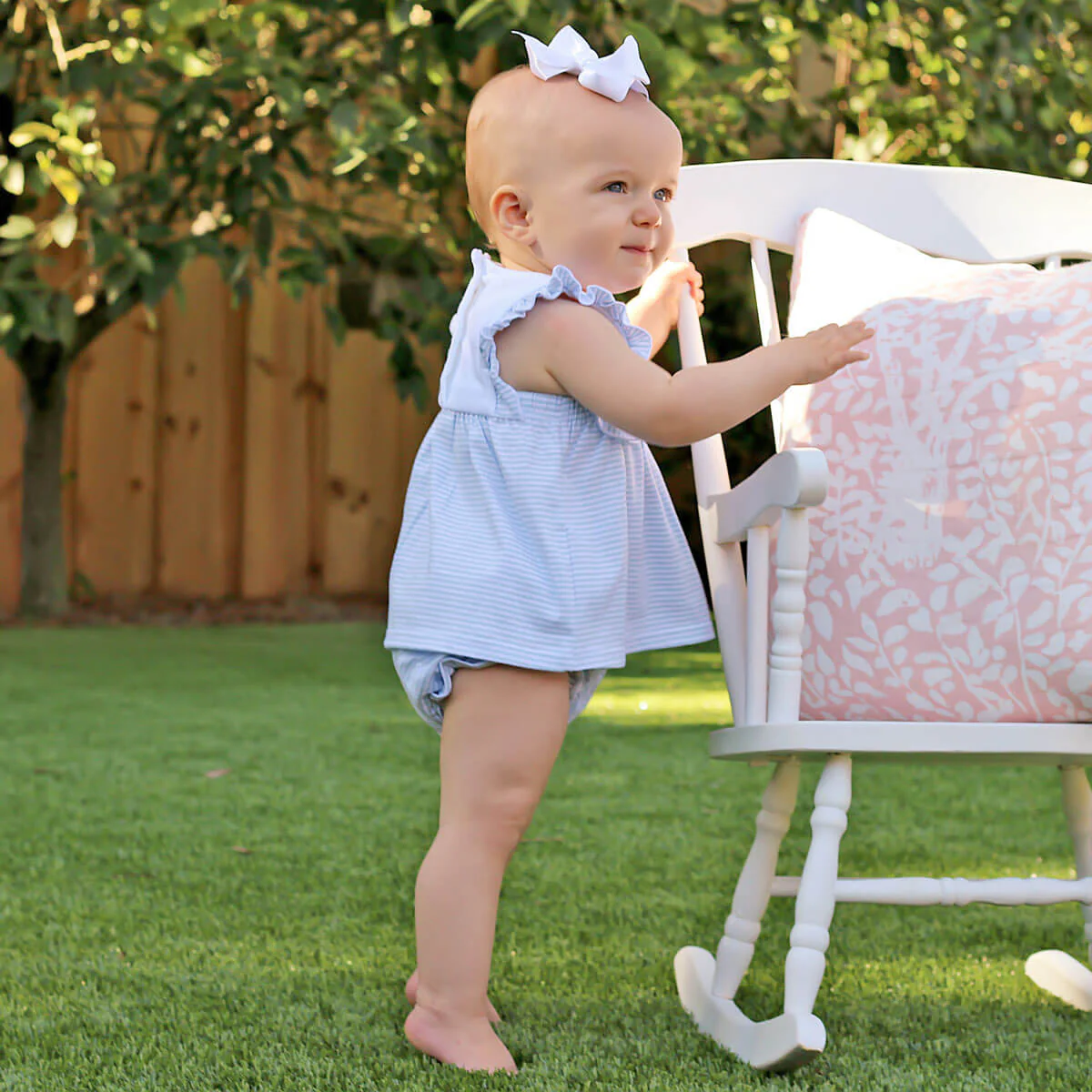 Stripe Knit Bib Bloomer Set - Image 3