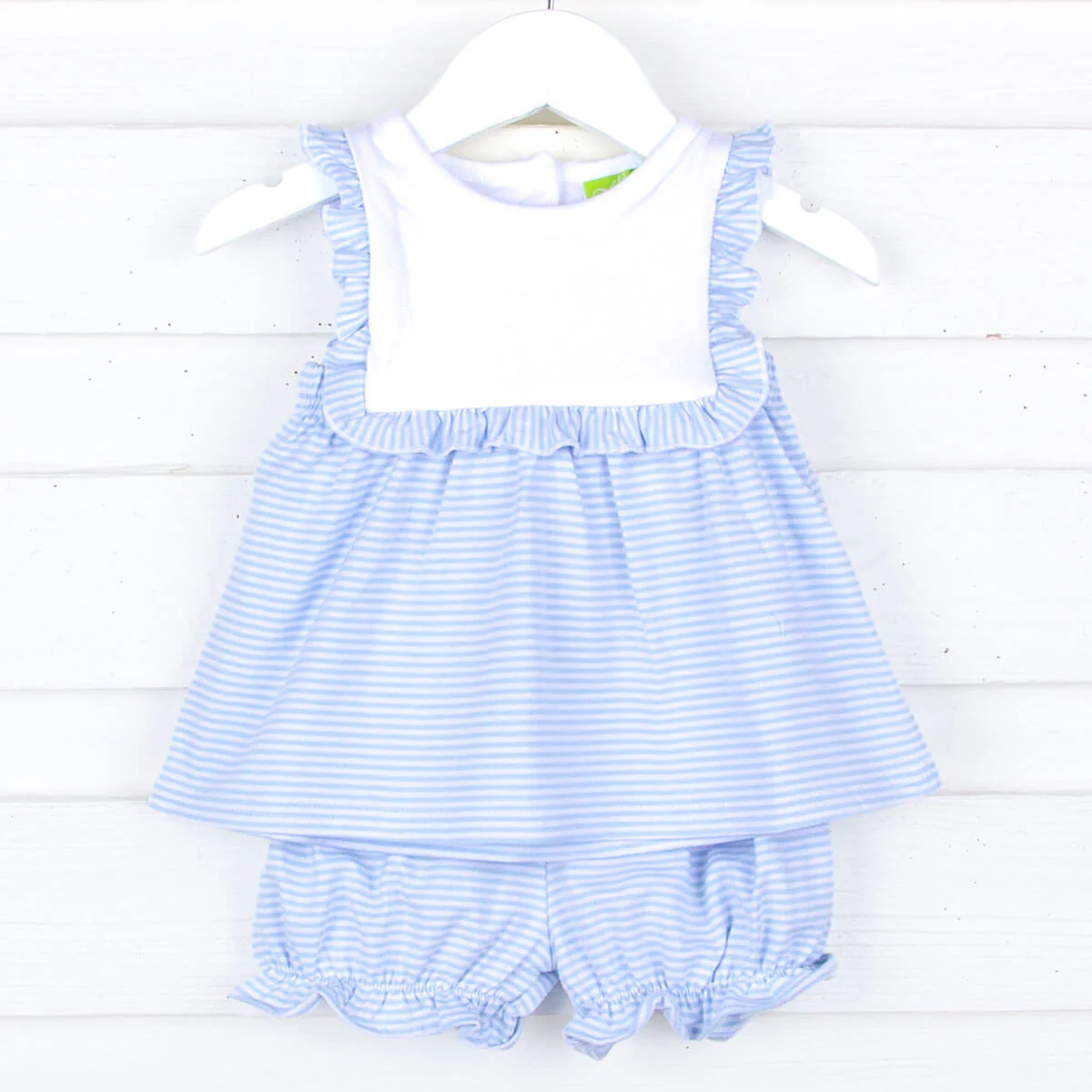 Stripe Knit Bib Bloomer Set - Image 4