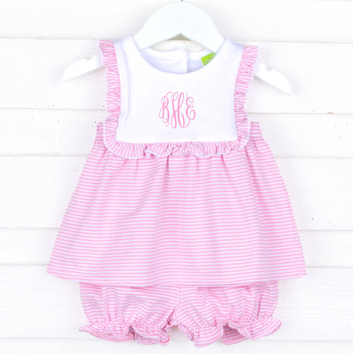 Stripe Knit Bib Bloomer Set - Image 8