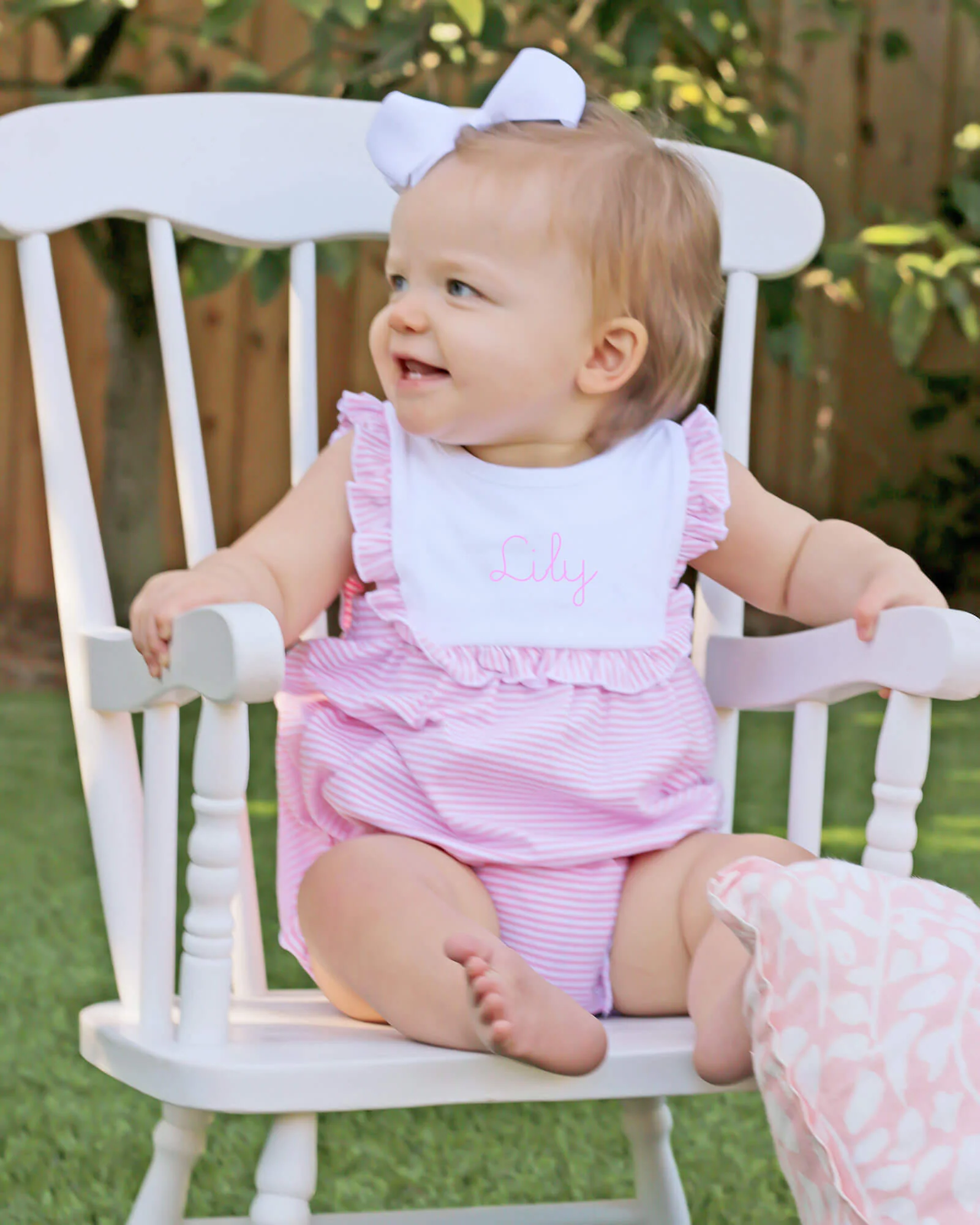 Pink Stripe Knit Bib Bubble - Image 4