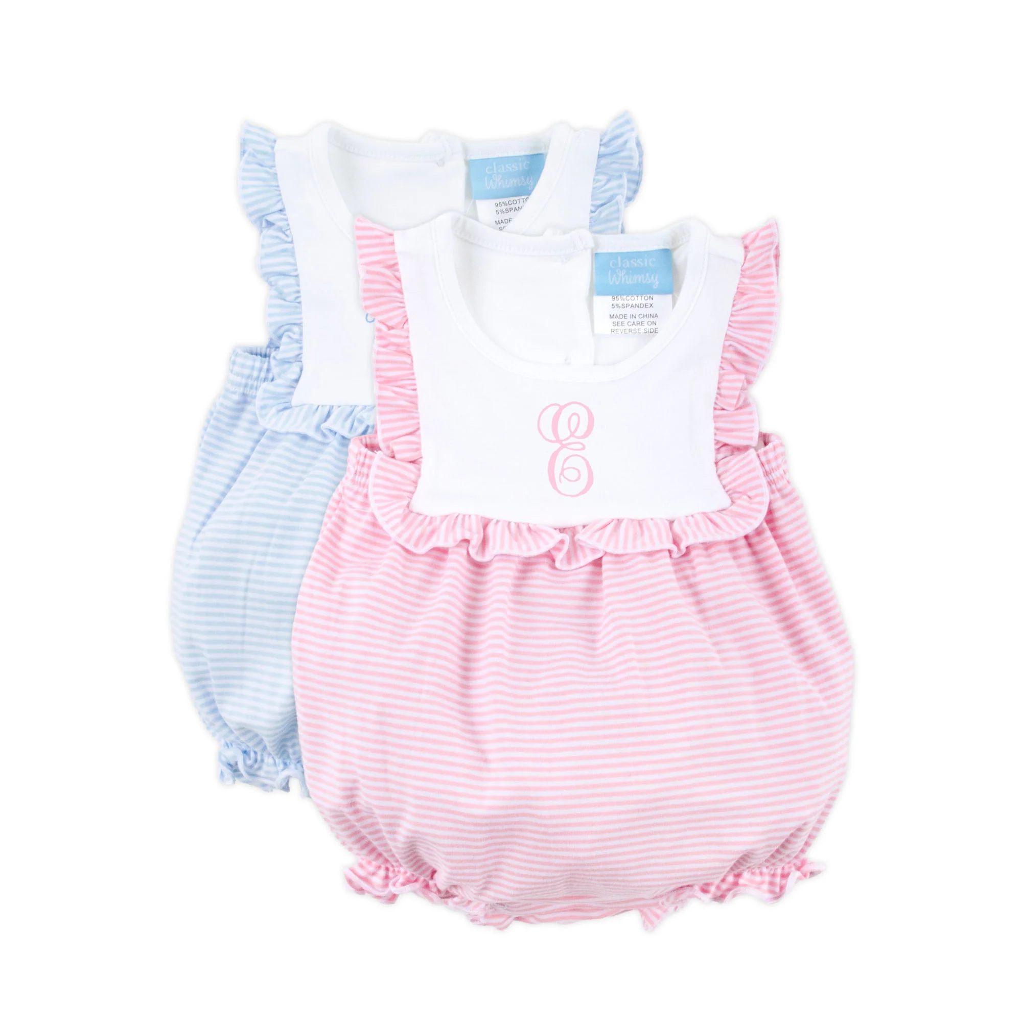 Pink Stripe Knit Bib Bubble - Image 5