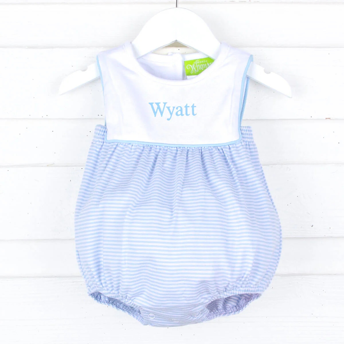 Blue Stripe Boy Bib Bubble - Image 2