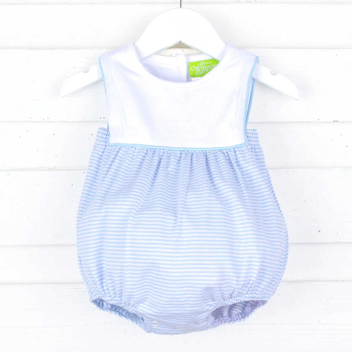 Blue Stripe Boy Bib Bubble - Image 3