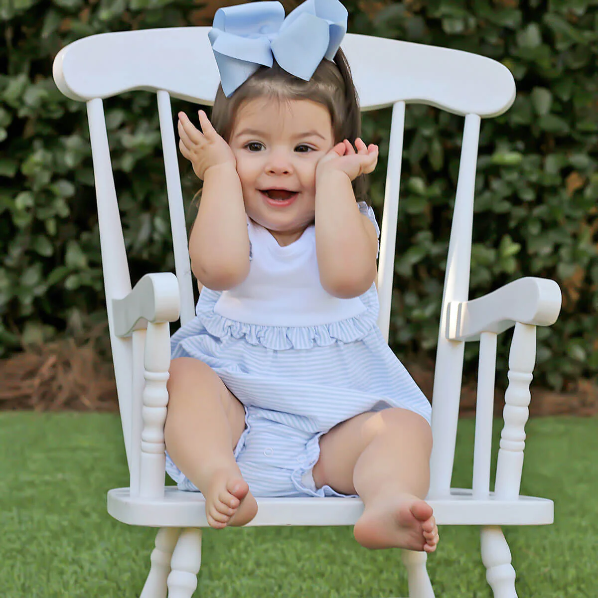 Blue Stripe Knit Bib Bubble - Image 3