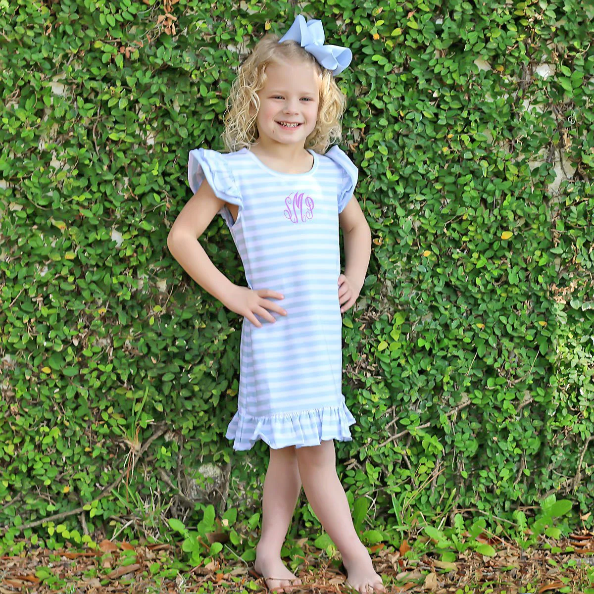 Light Blue Wide Stripe Milly Dress - Image 2