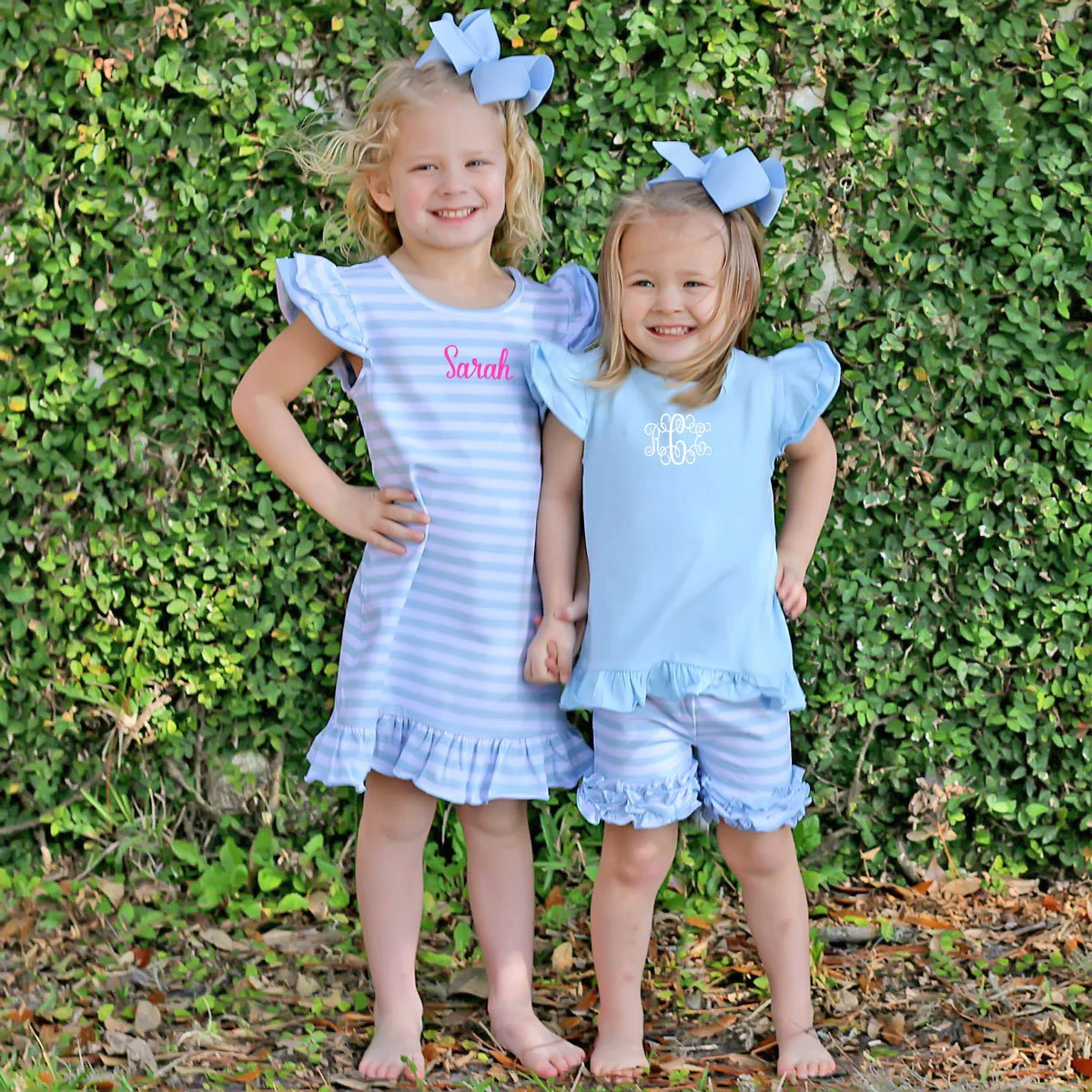Blue Stripe Knit Ruffle Short Set - Image 7