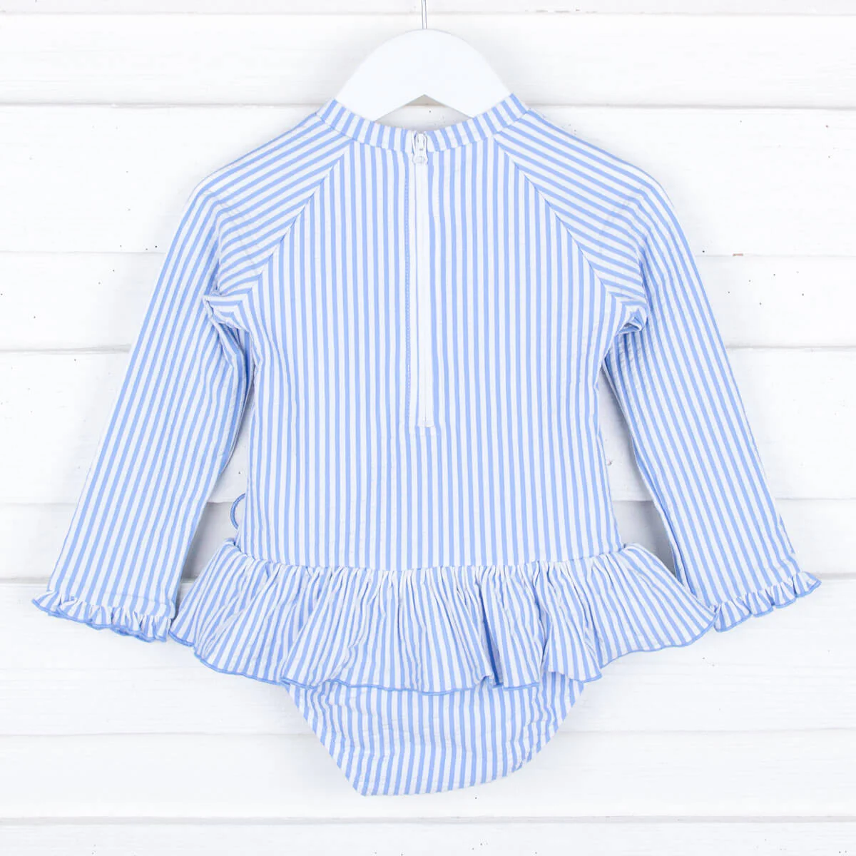 Daisy Blue Stripe Long Sleeve Swimsuit - Image 2