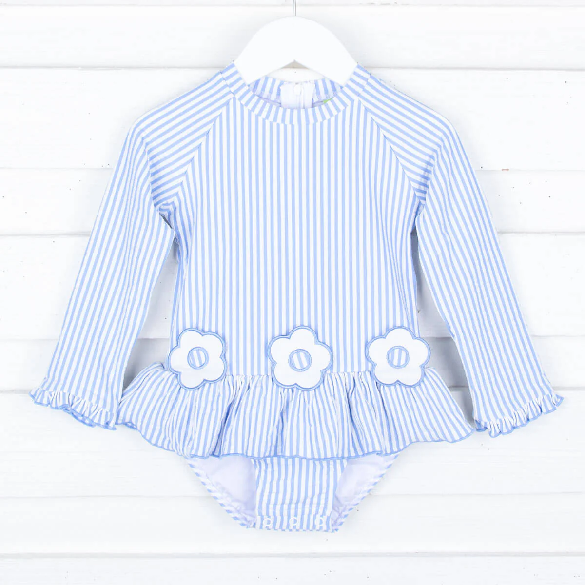 Daisy Blue Stripe Long Sleeve Swimsuit - Image 3