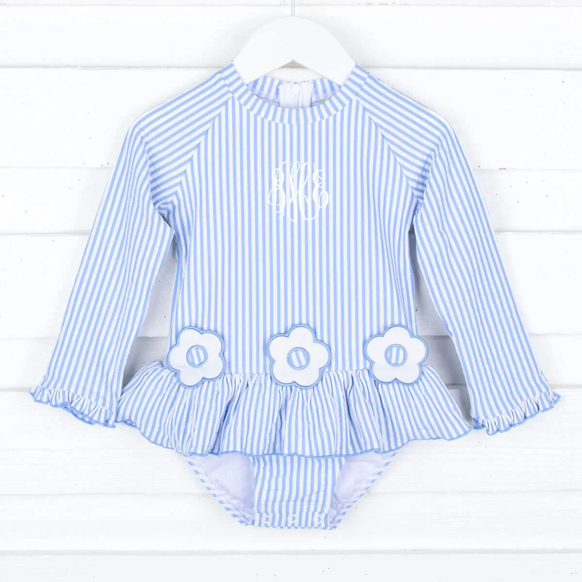Daisy Blue Stripe Long Sleeve Swimsuit - Image 4