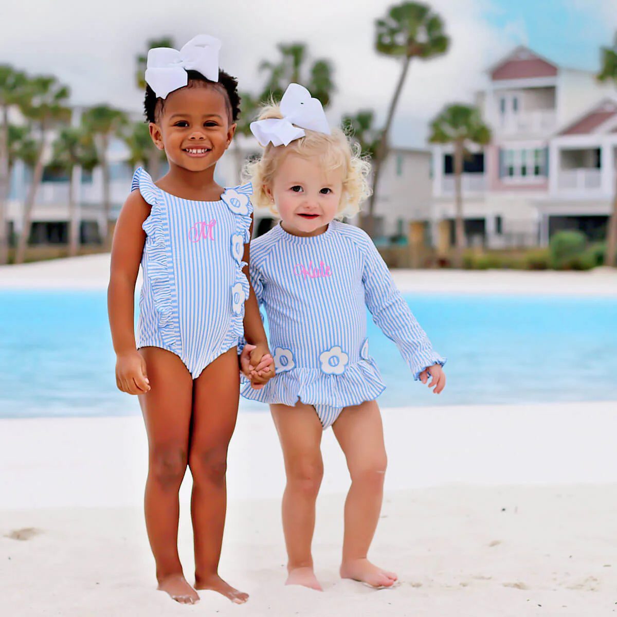 Daisy Blue Stripe Long Sleeve Swimsuit - Image 6