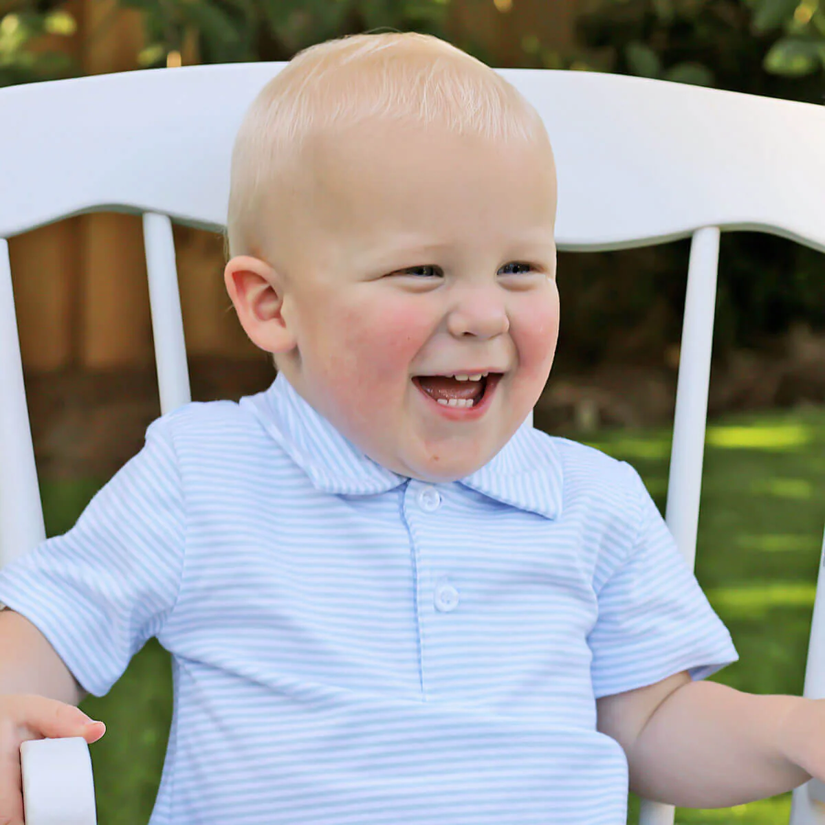 Blue Stripe Polo Romper - Image 3