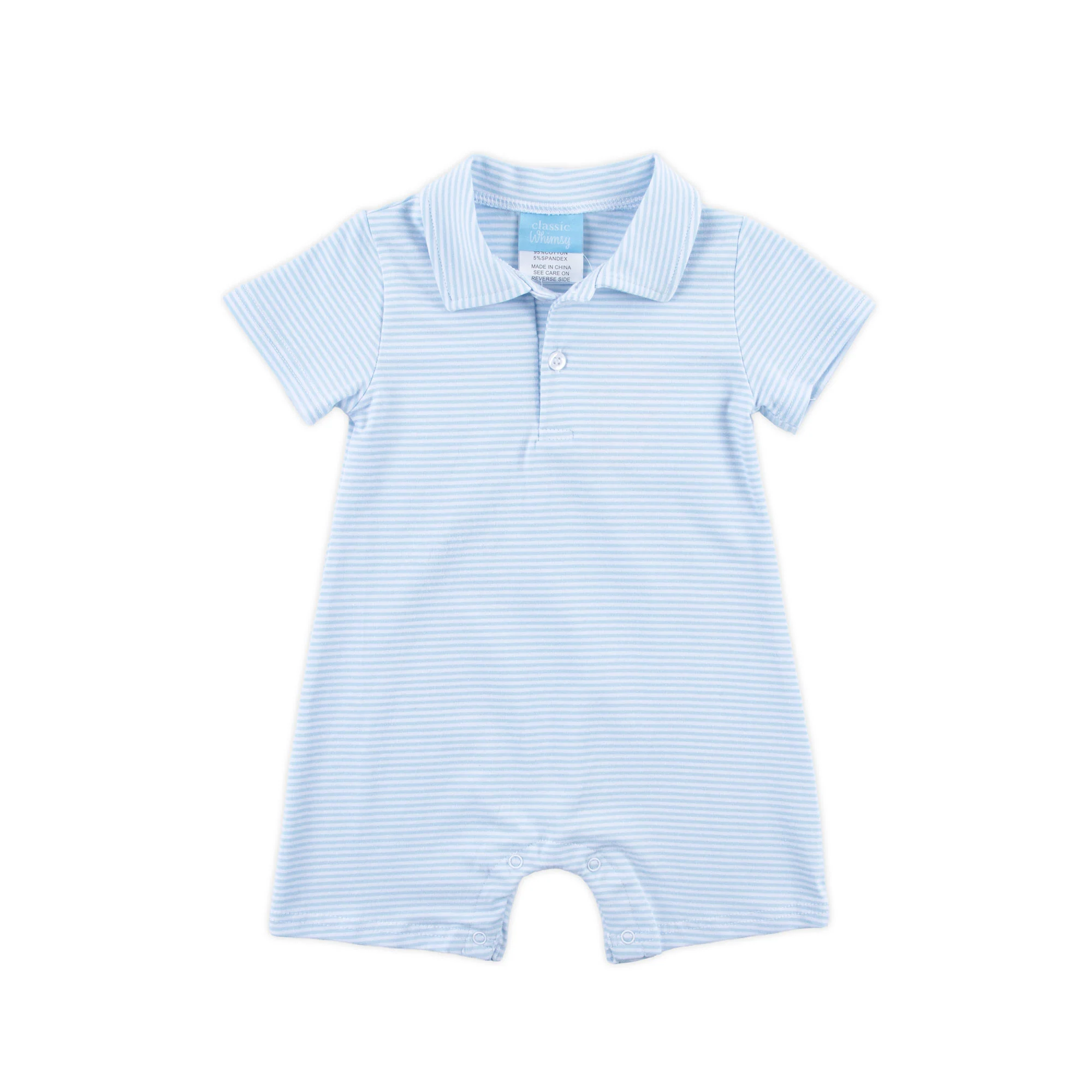 Blue Stripe Polo Romper - Image 4