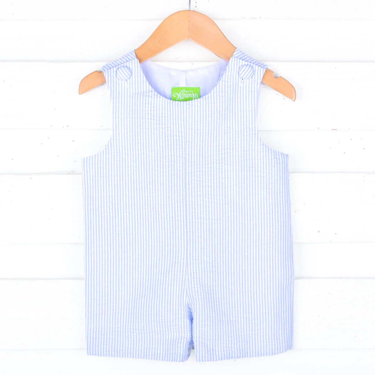 Blue Stripe Seersucker Overall Jon Jon - Image 2