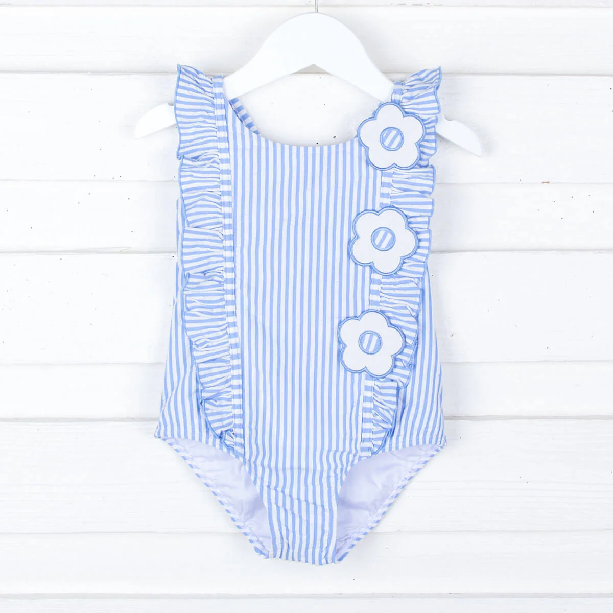 Daisy Blue Stripe Seersucker Swimsuit - Image 4