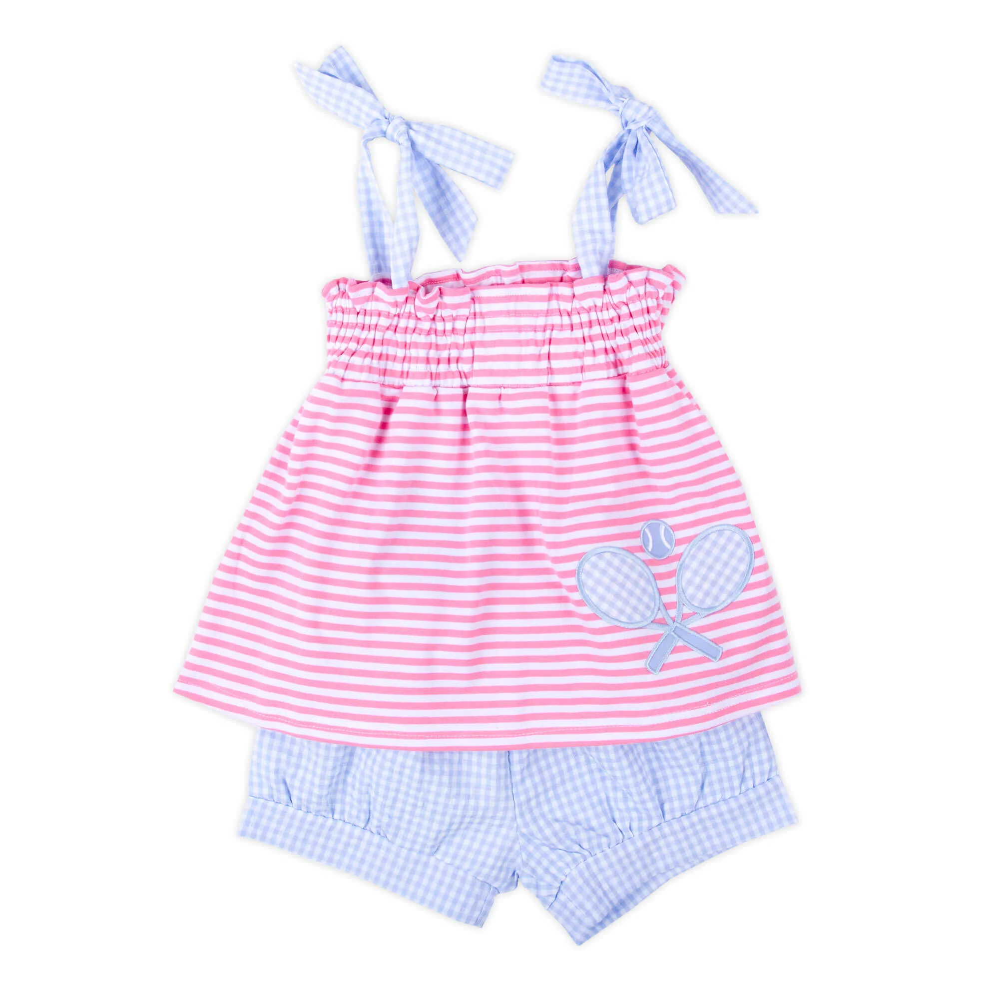 Tennis Racquet Pink Stripe Aurora Short Set - Image 2