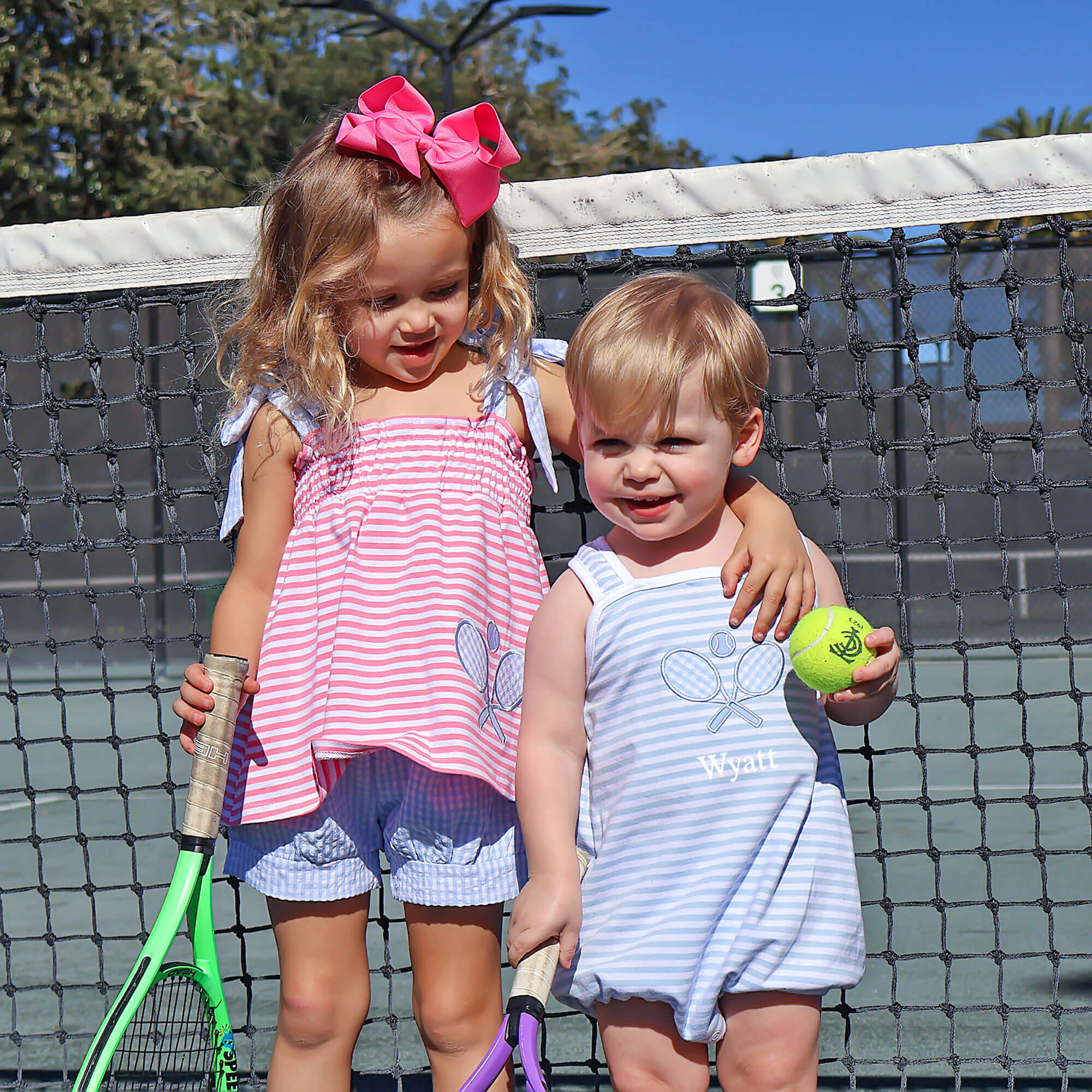 Tennis Racquet Pink Stripe Aurora Short Set - Image 4