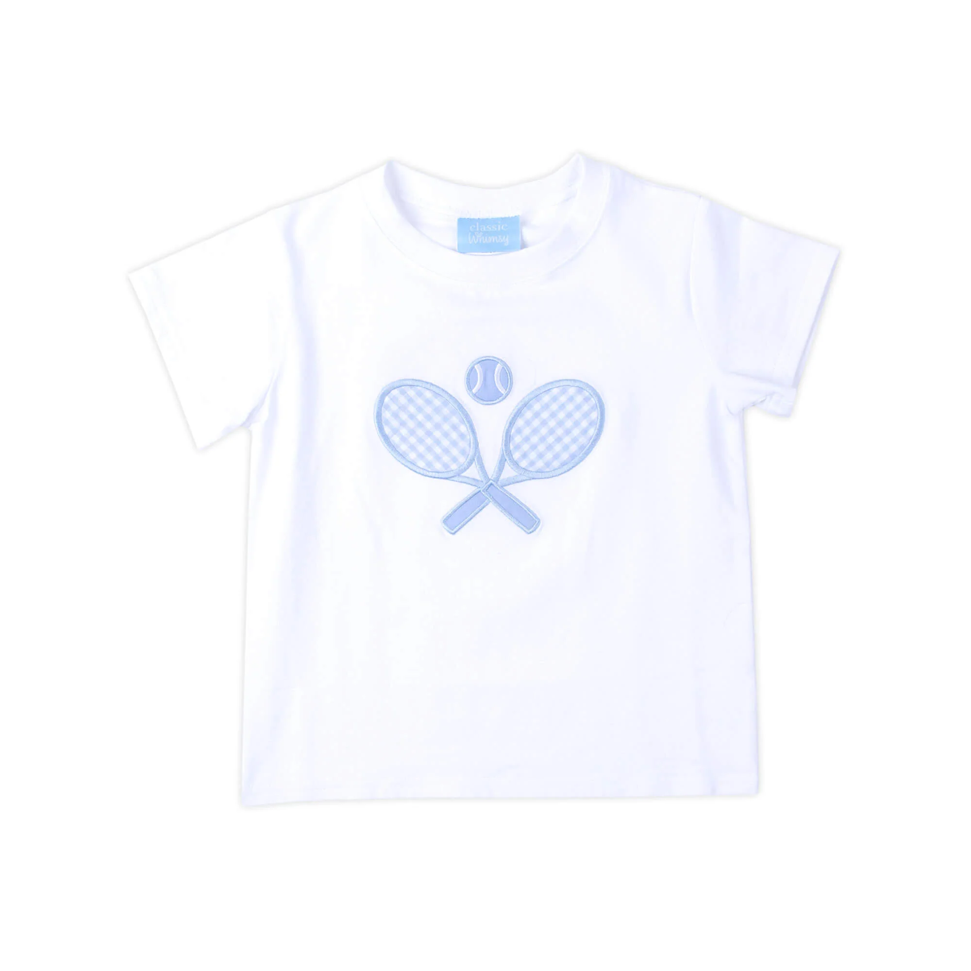 Blue Tennis Racquet White Short Sleeve Shirt - Image 2