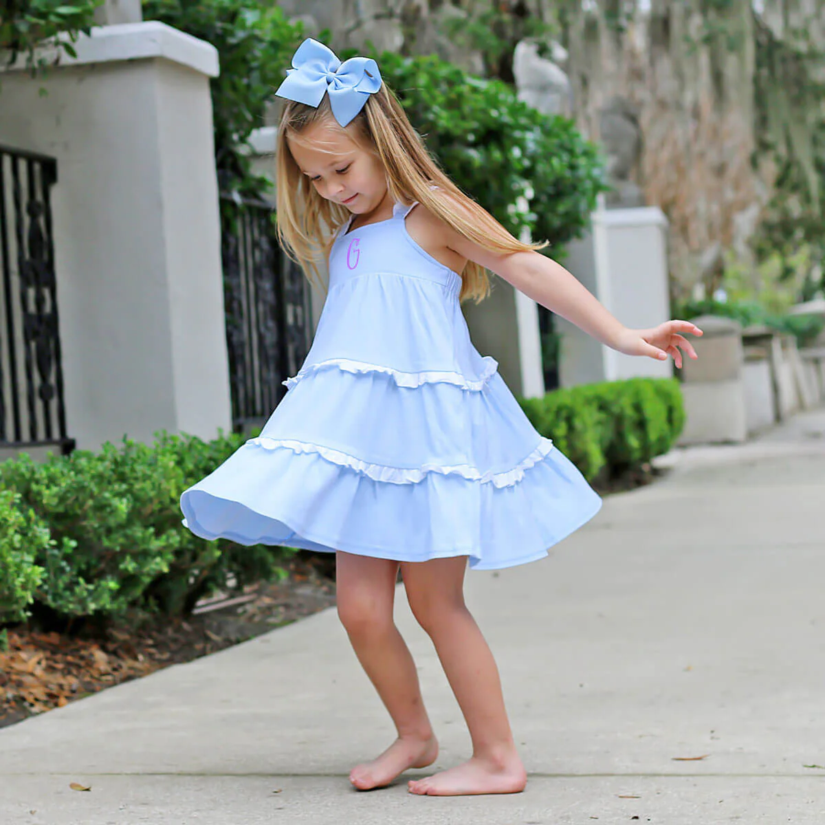 Callie Tiered Ruffle Dress Blue - Image 4