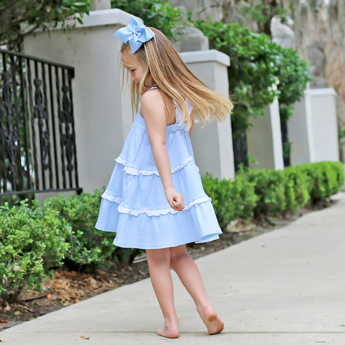 Callie Tiered Ruffle Dress Blue - Image 6