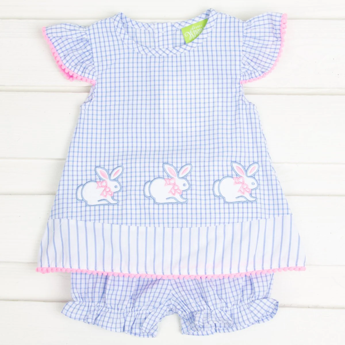 Blue Windowpane Bunny Bloomer Set - Image 2