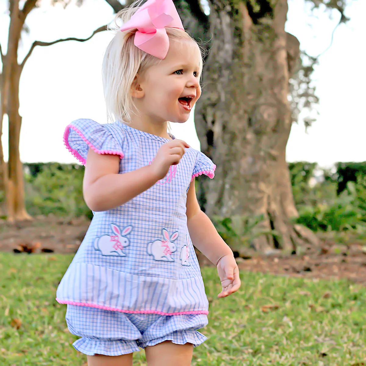 Blue Windowpane Bunny Bloomer Set - Image 3
