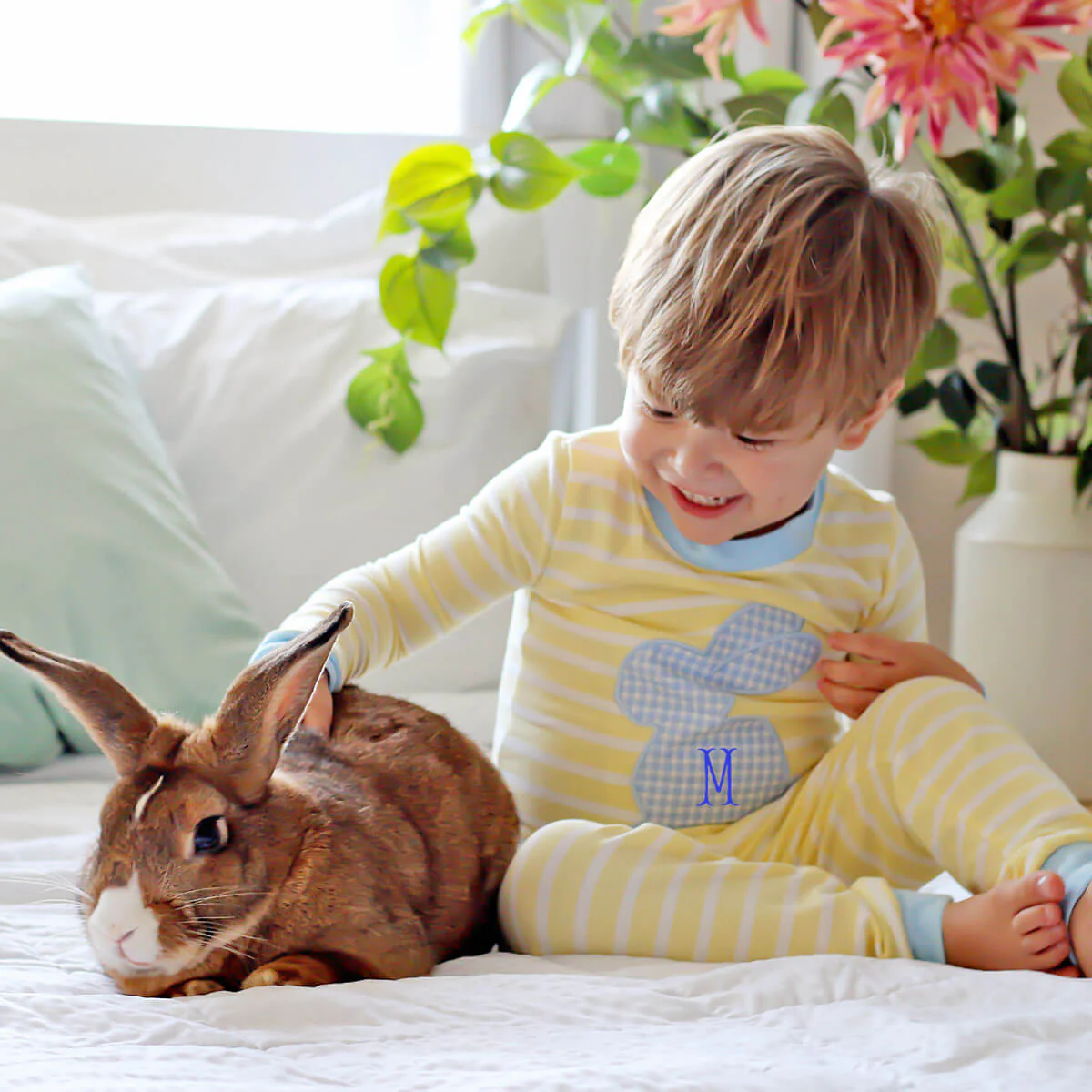 Blue Bunny Yellow Stripe Pajamas - Image 2