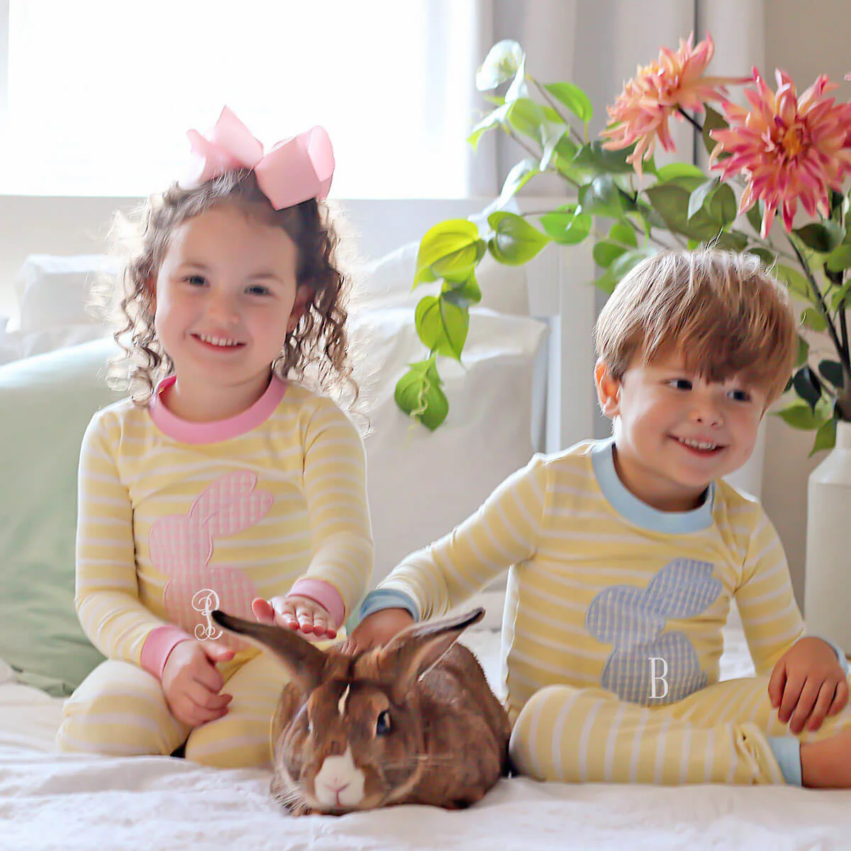 Blue Bunny Yellow Stripe Pajamas - Image 3