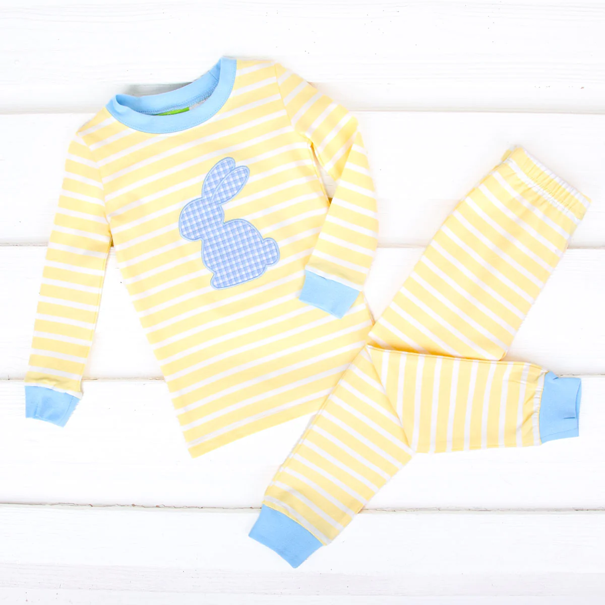 Blue Bunny Yellow Stripe Pajamas - Image 4