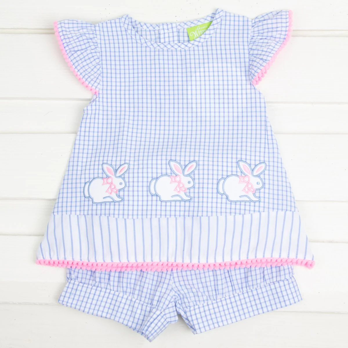 Blue Windowpane Bunny Short Set - Image 2