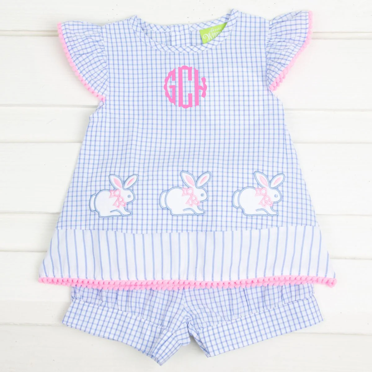 Blue Windowpane Bunny Short Set - Image 4