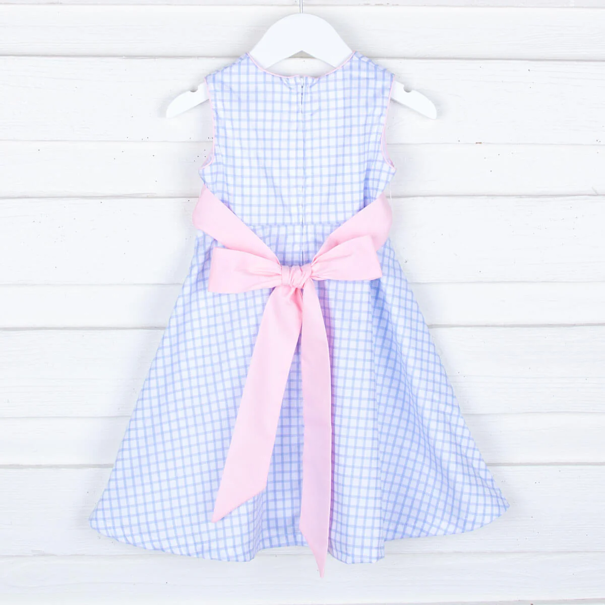 Blue Windowpane Sash Dress - Image 2