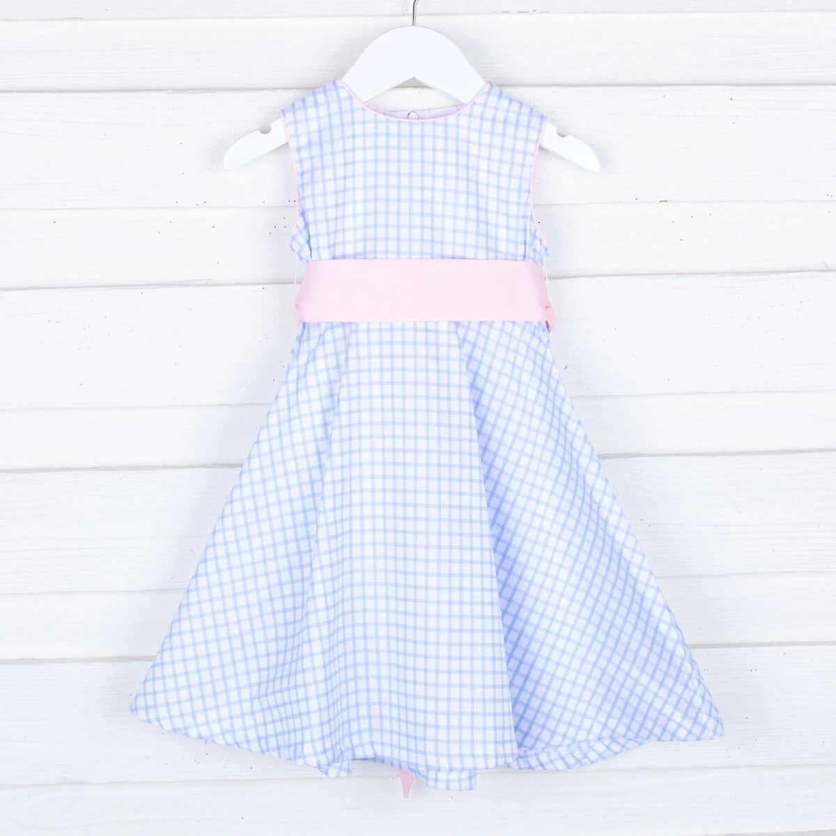 Blue Windowpane Sash Dress - Image 3