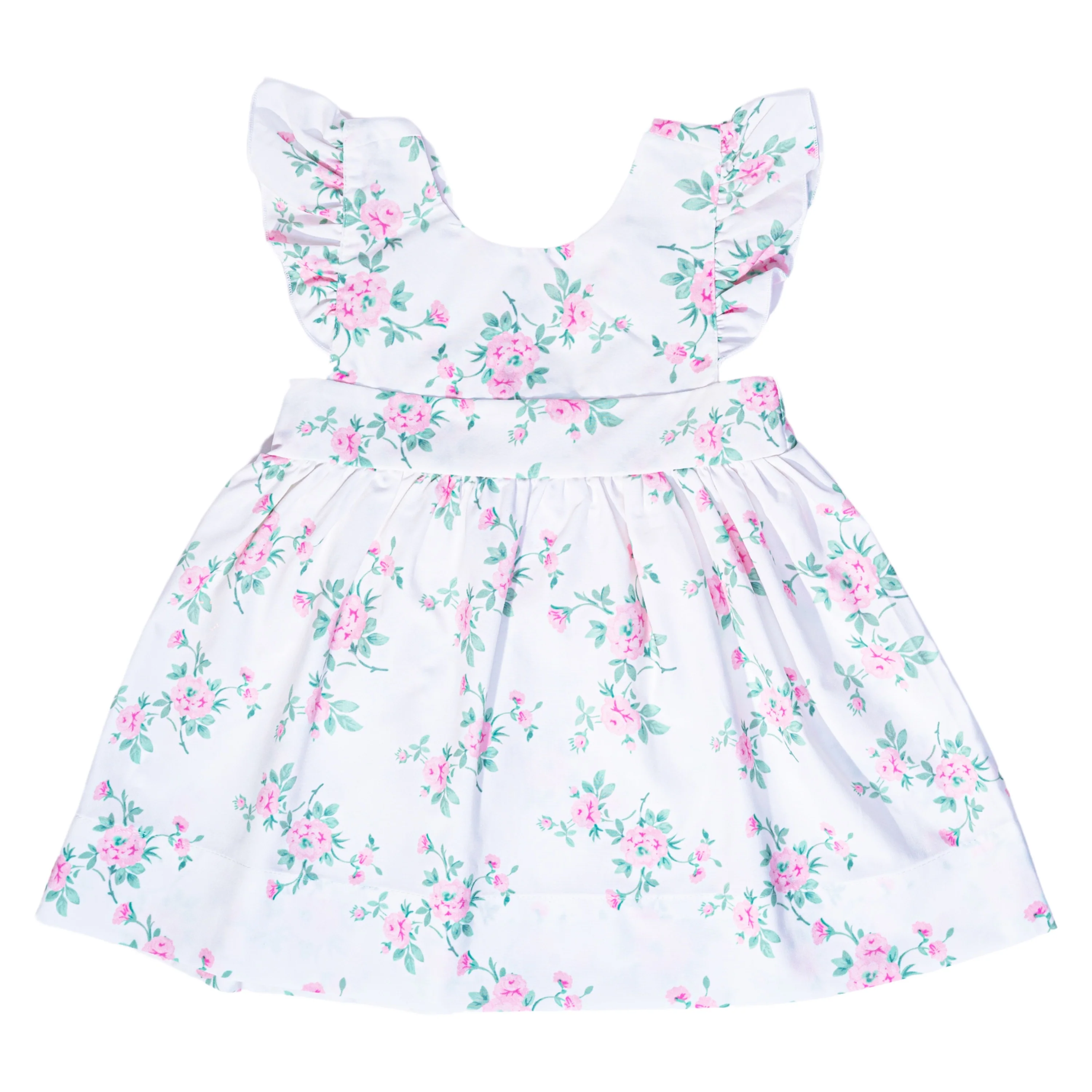 Rose Print Angel Sleeve Dress - Image 2
