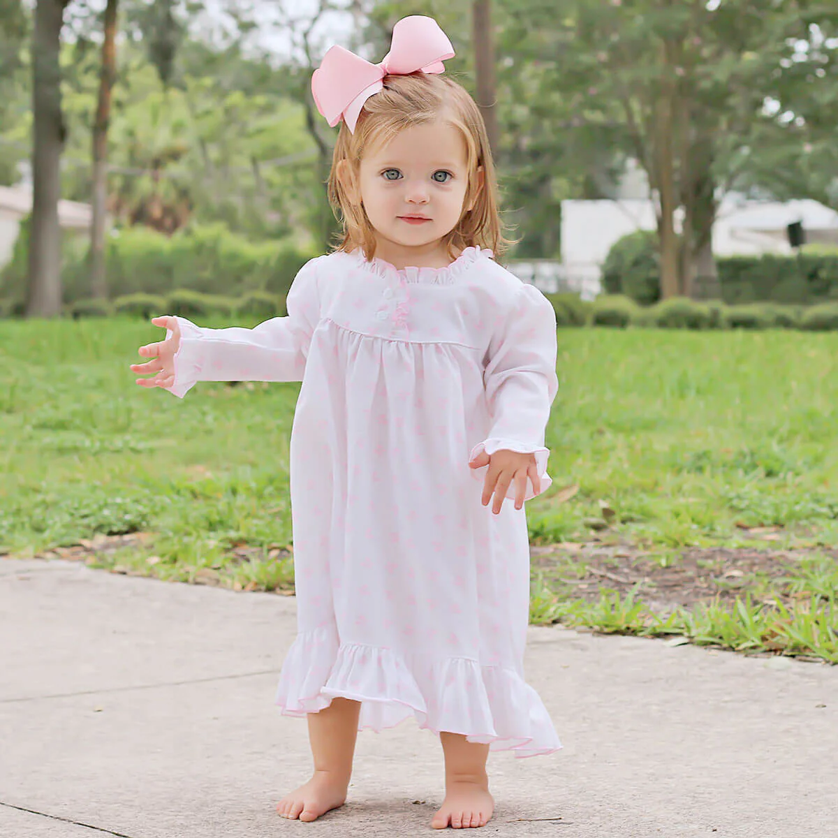 Pink Bow Long Sleeve Nightgown - Image 3