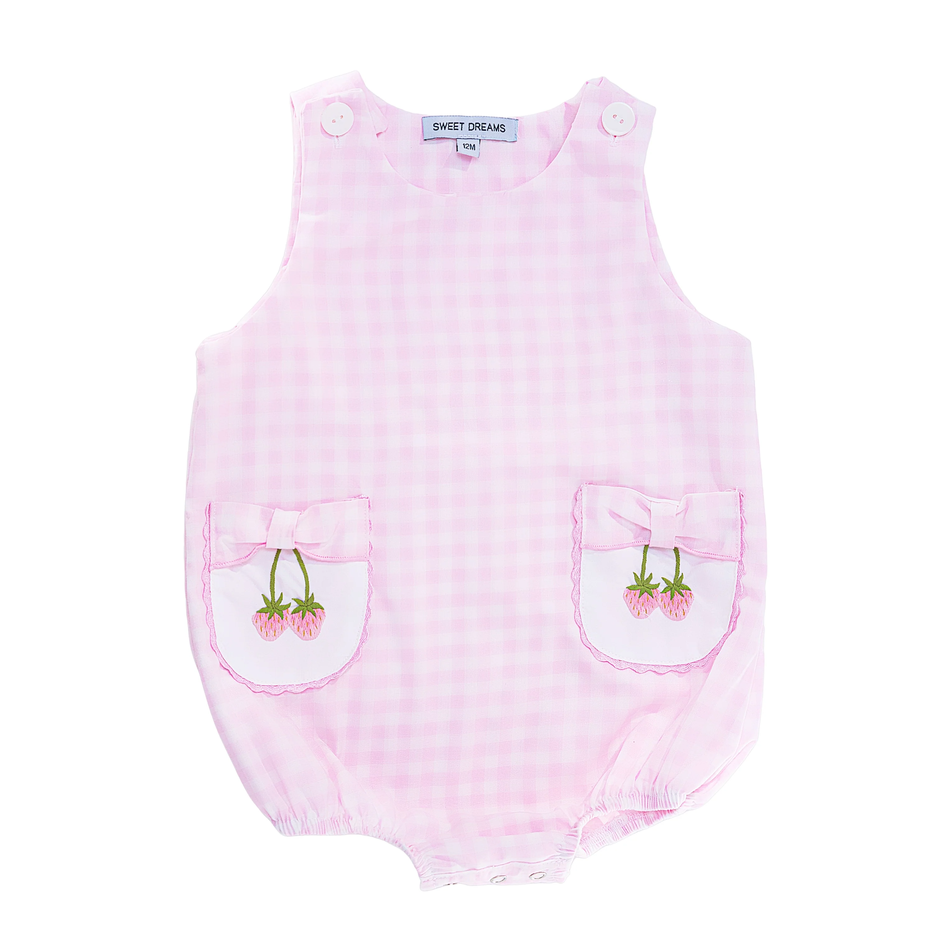 Bow Pocket Embroidered Strawberry Bubble - Image 2