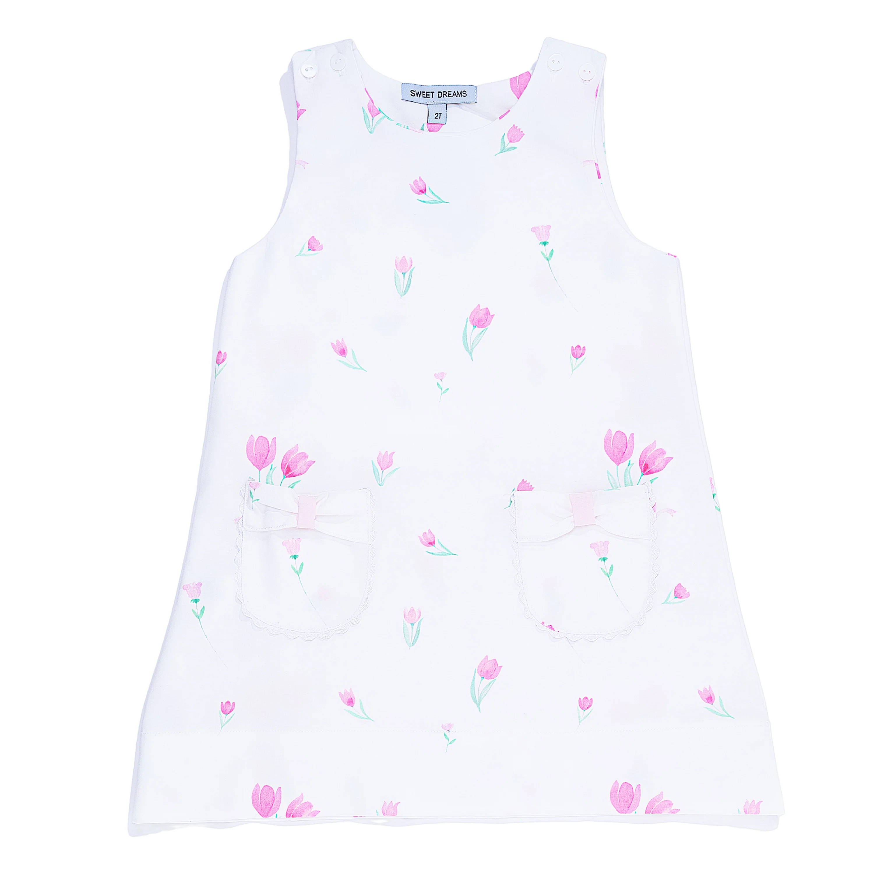 Bow Pocket Tulip Print Dress - Image 2