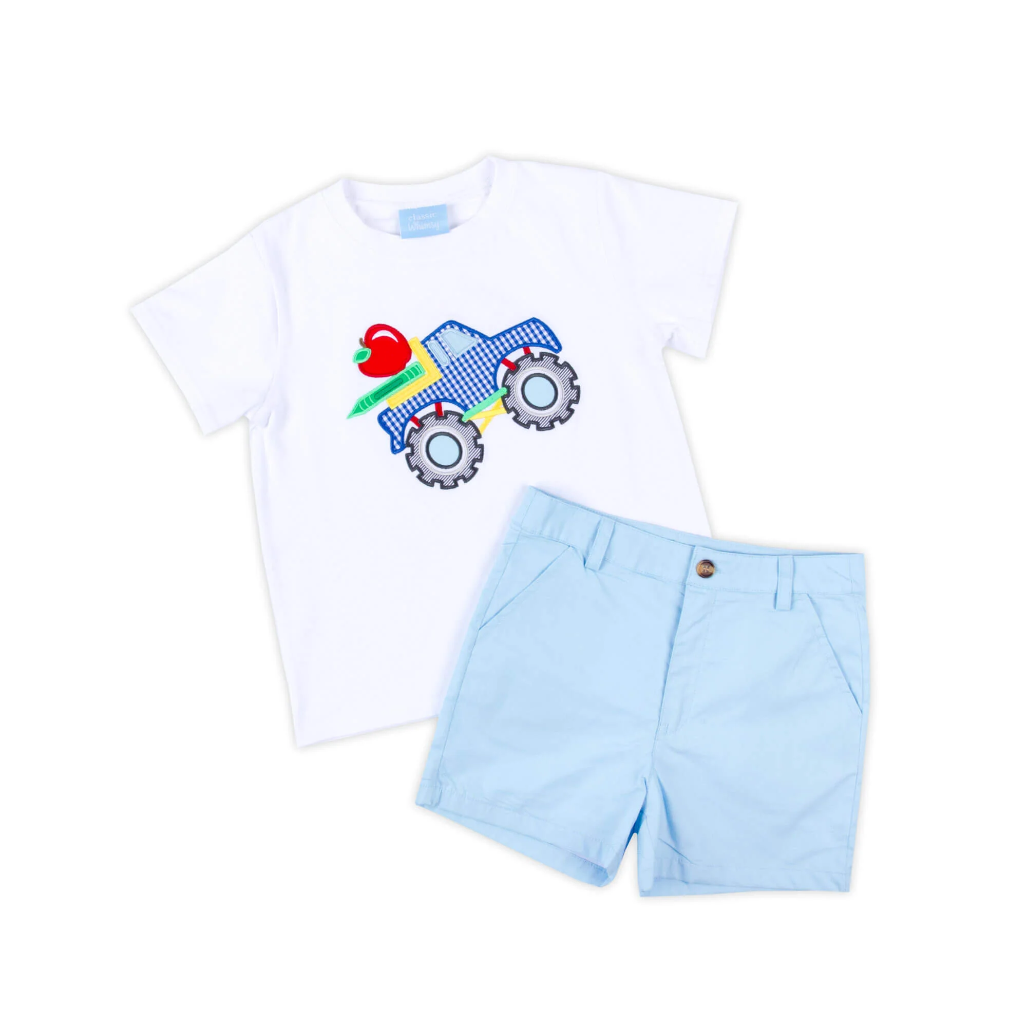 Bright Crayons Truck Light Blue Short Set - Image 2
