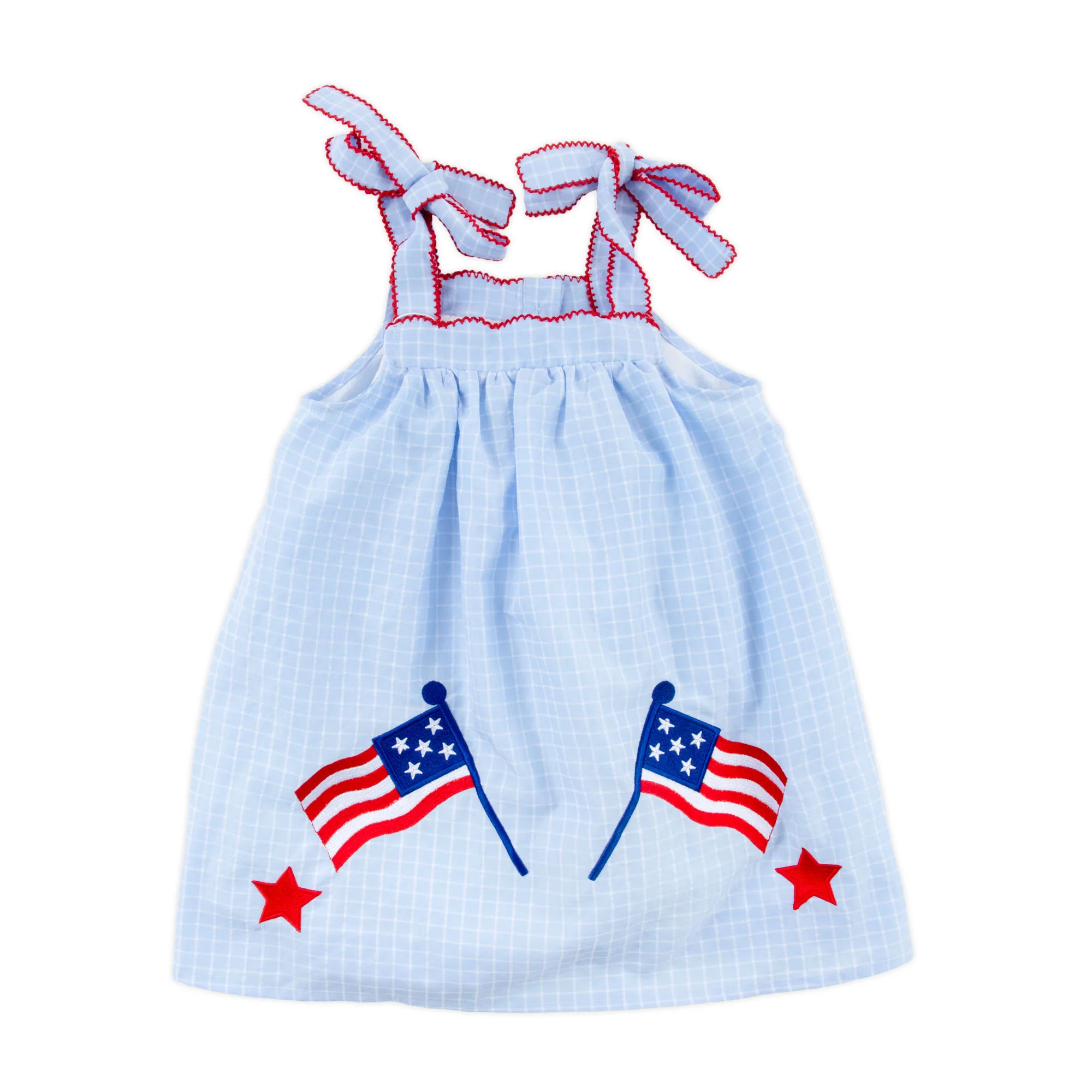 Bright Stars Light Blue Windowpane Amy Dress - Image 3