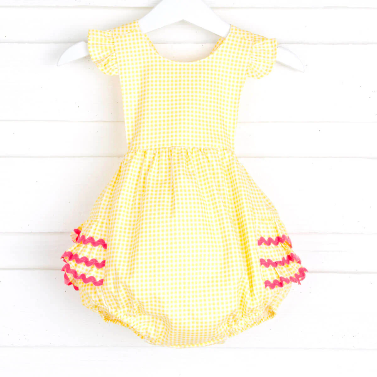 Bright Yellow Gingham Ruffle Bubble - Image 2