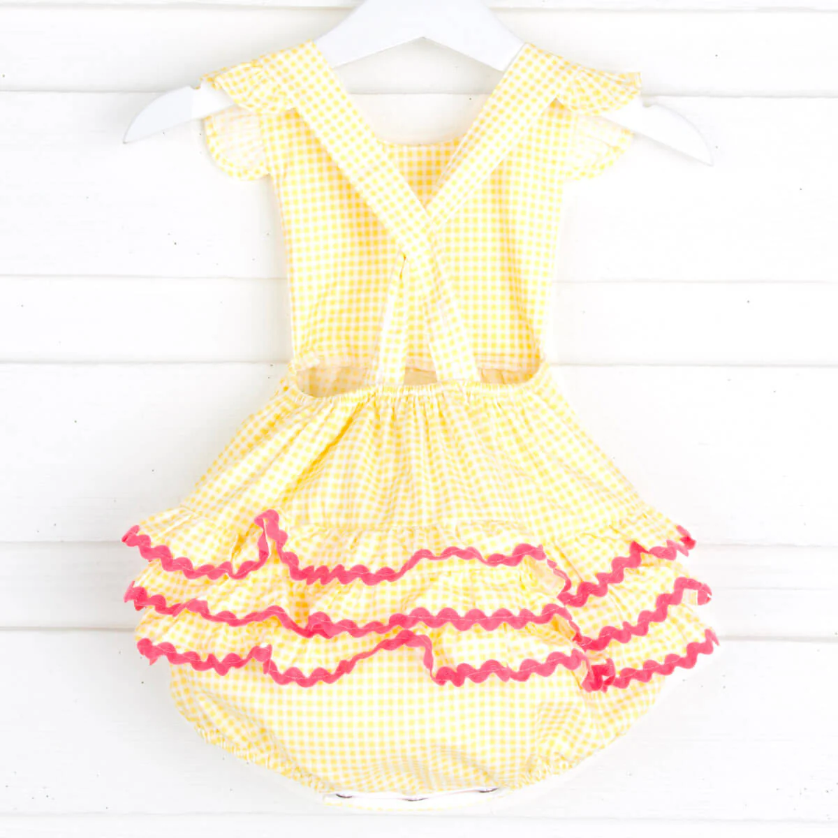 Bright Yellow Gingham Ruffle Bubble - Image 3