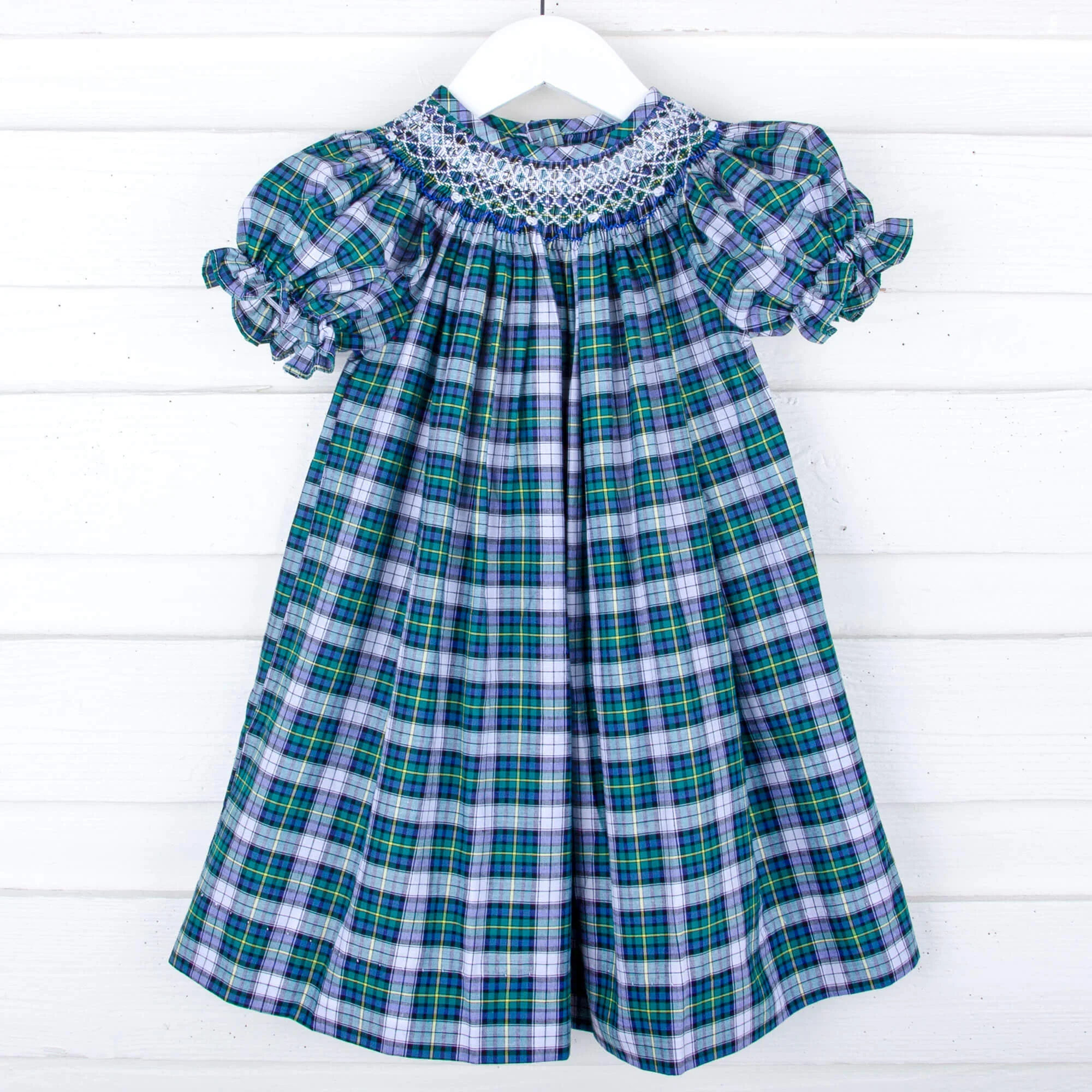 Brighton Plaid Bishop Geometric Smocked Bishop Dress - Image 2