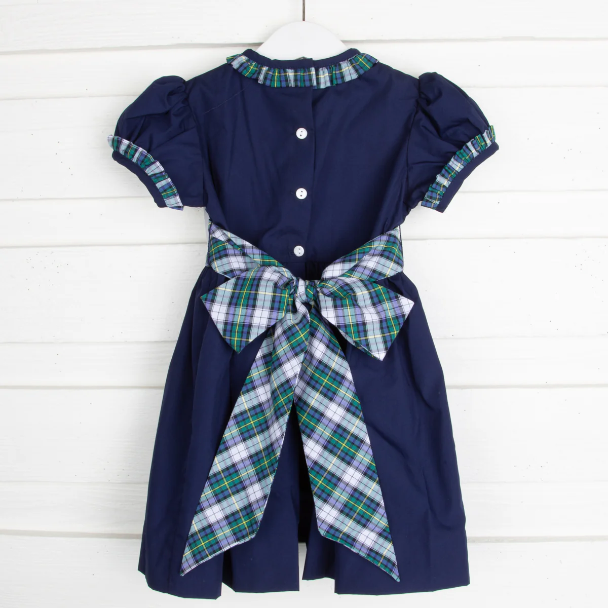 Brighton Plaid Navy Pique Sash Dress - Image 3