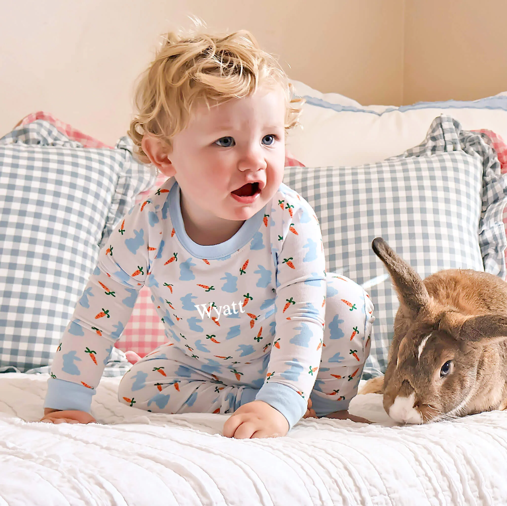 Bunnies & Carrots Blue Pajamas - Image 2
