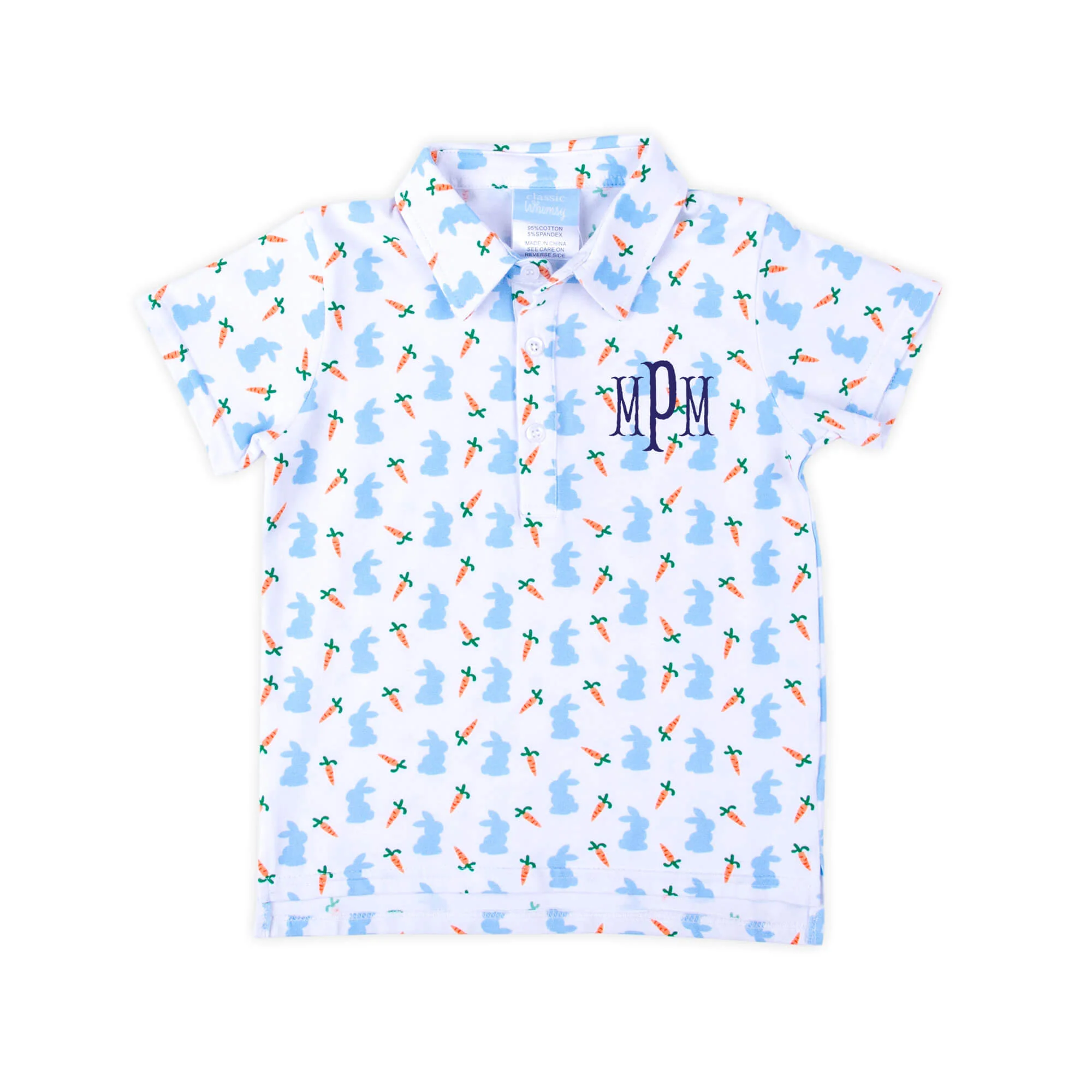 Bunnies & Carrots Blue Polo - Image 2