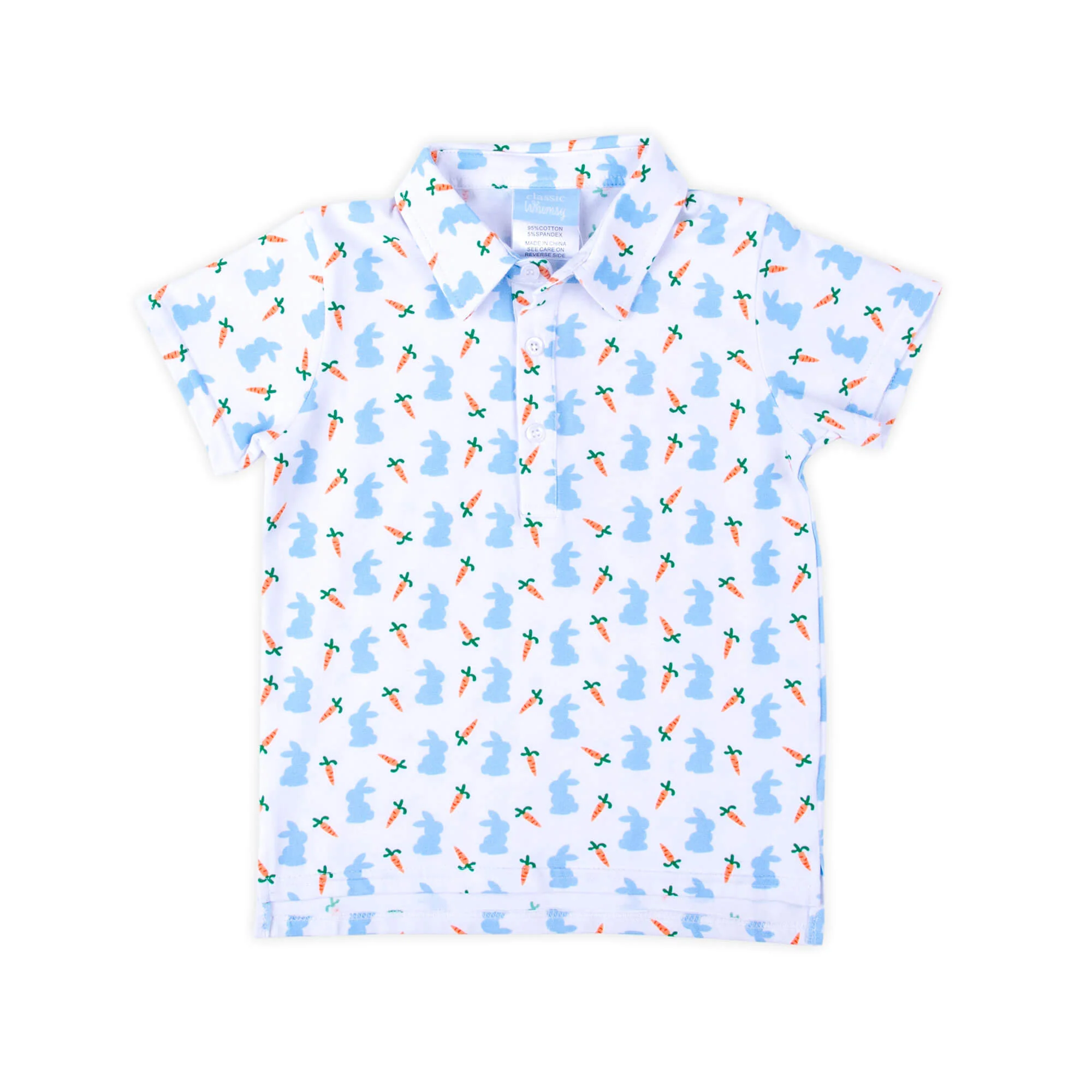 Bunnies & Carrots Blue Polo - Image 3
